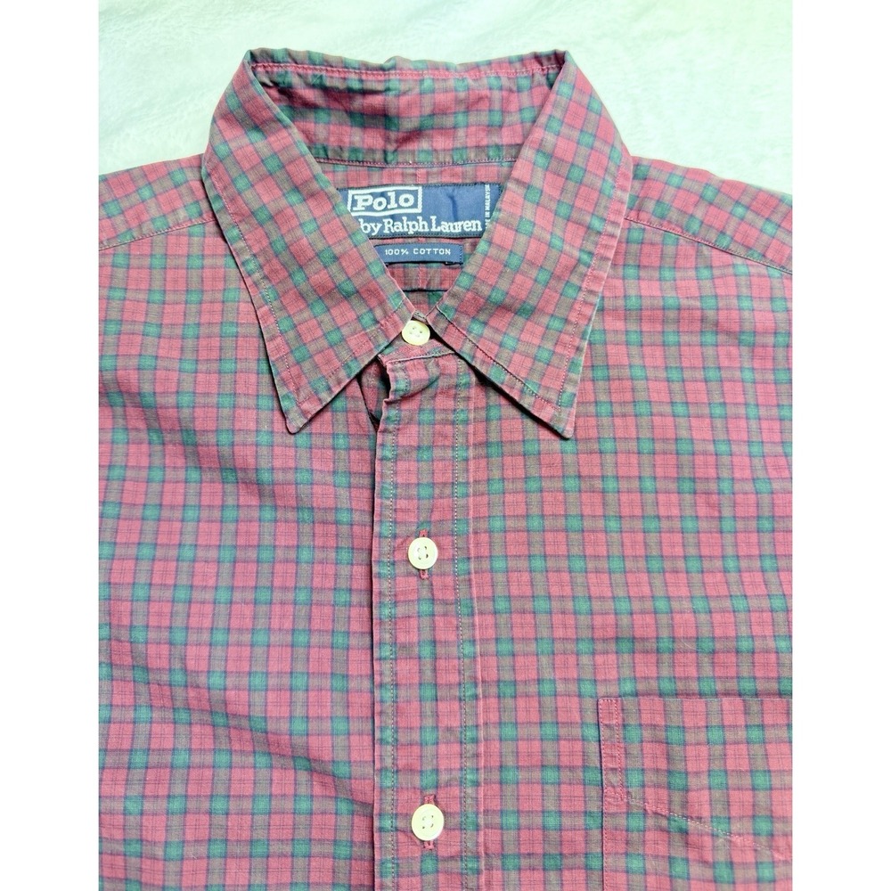 Vintage Polo Ralph Lauren Blake Shirt Mens Medโ 15.5/33 Red Green Plaid Cotton